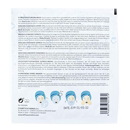AINHOA Cosmetics - HYALURONIC Máscara Hidratante Exprés 20 ml – Mascarilla Facial de Tejido/Mask Tissue con Ácido… - Imagen 3