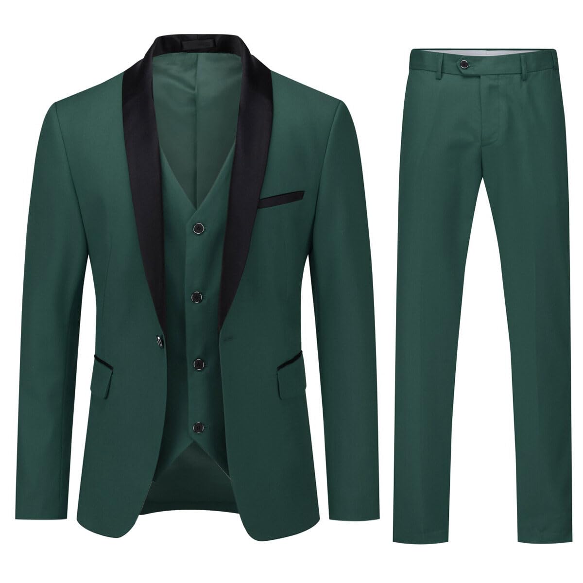 YOUTHUP Abito Uomo Slim Fit 3 Pezzi Abiti da Sposa Elegante Cerimonia Shawl Lapel Smoking Blazer Pantaloni Panciotto