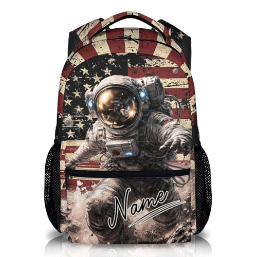 Personalized Kids Boys Backpack Astronaut Bookbag for School Casual Travel, Custom School Bag for Kindergarten Elementary Middle