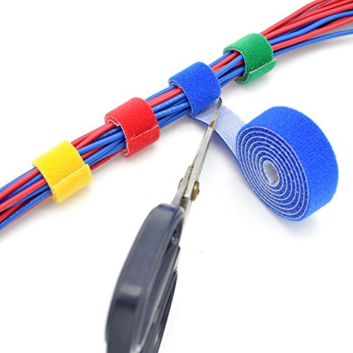 Saisn Reusable Fastening Tape Cable Ties 3/4 Inch Double Side Hook Roll (5 Yard, Black) #TOP2