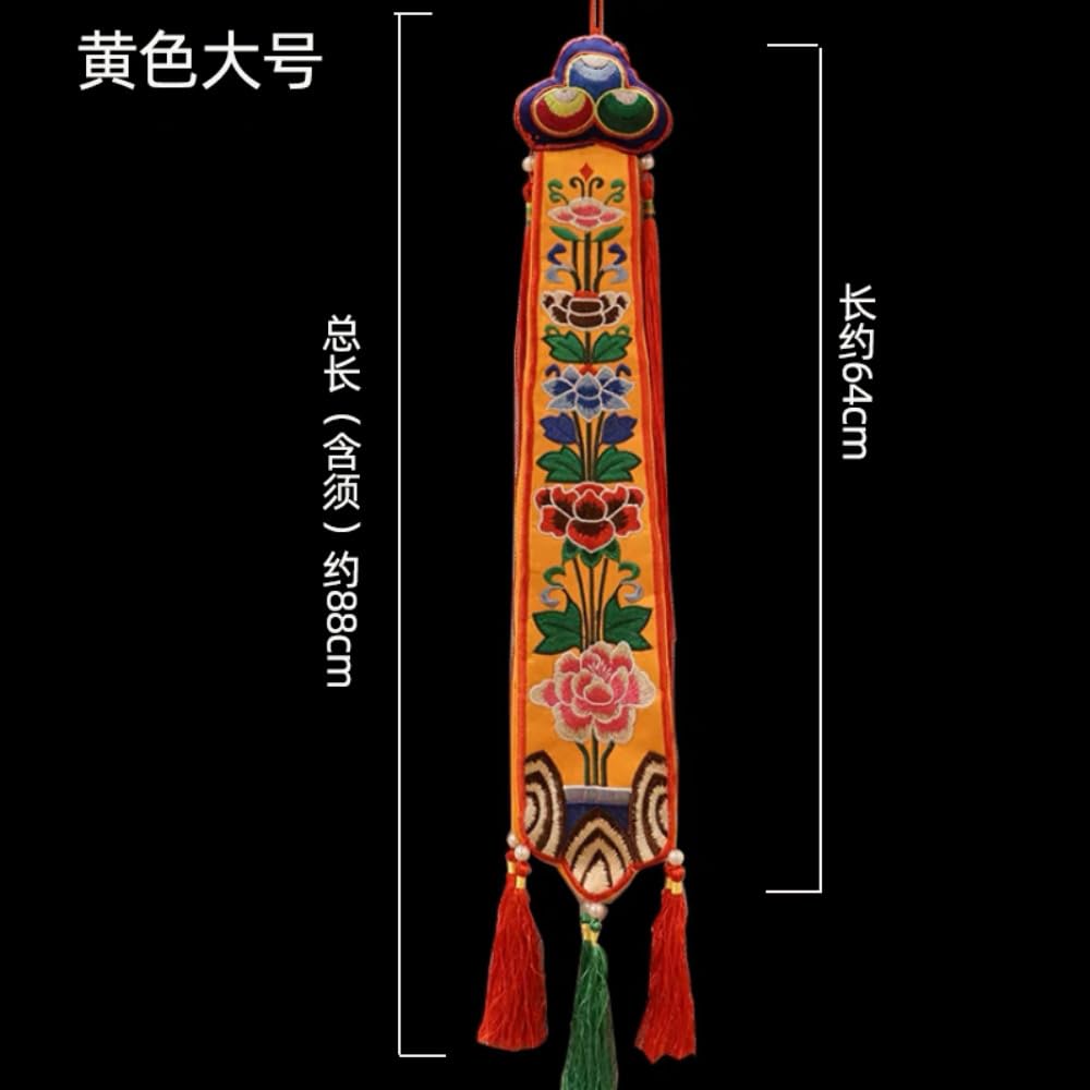 Banner da appendere in stile tibetano da 88 cm, striscioni fatti a mano per tamburi per uso domestico buddista