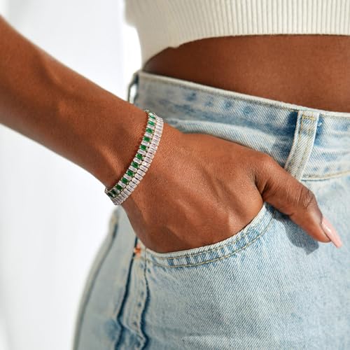 KELORIS PATH Tennis Bracelets for Women 14K Gold Plated/White Gold CZ Bracelet Classic Adjustable Jewelry Gift2