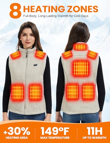 Image of Heated Vest Women with 18400mAh 7.4V Battery,Fuzzy Fleece Warming Vest with Pockets, Washable Electric Vests