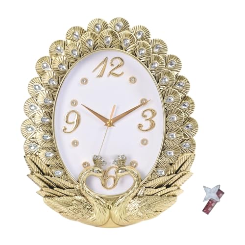 Horloge murale paon silencieuse decorative salon 37cm - 2