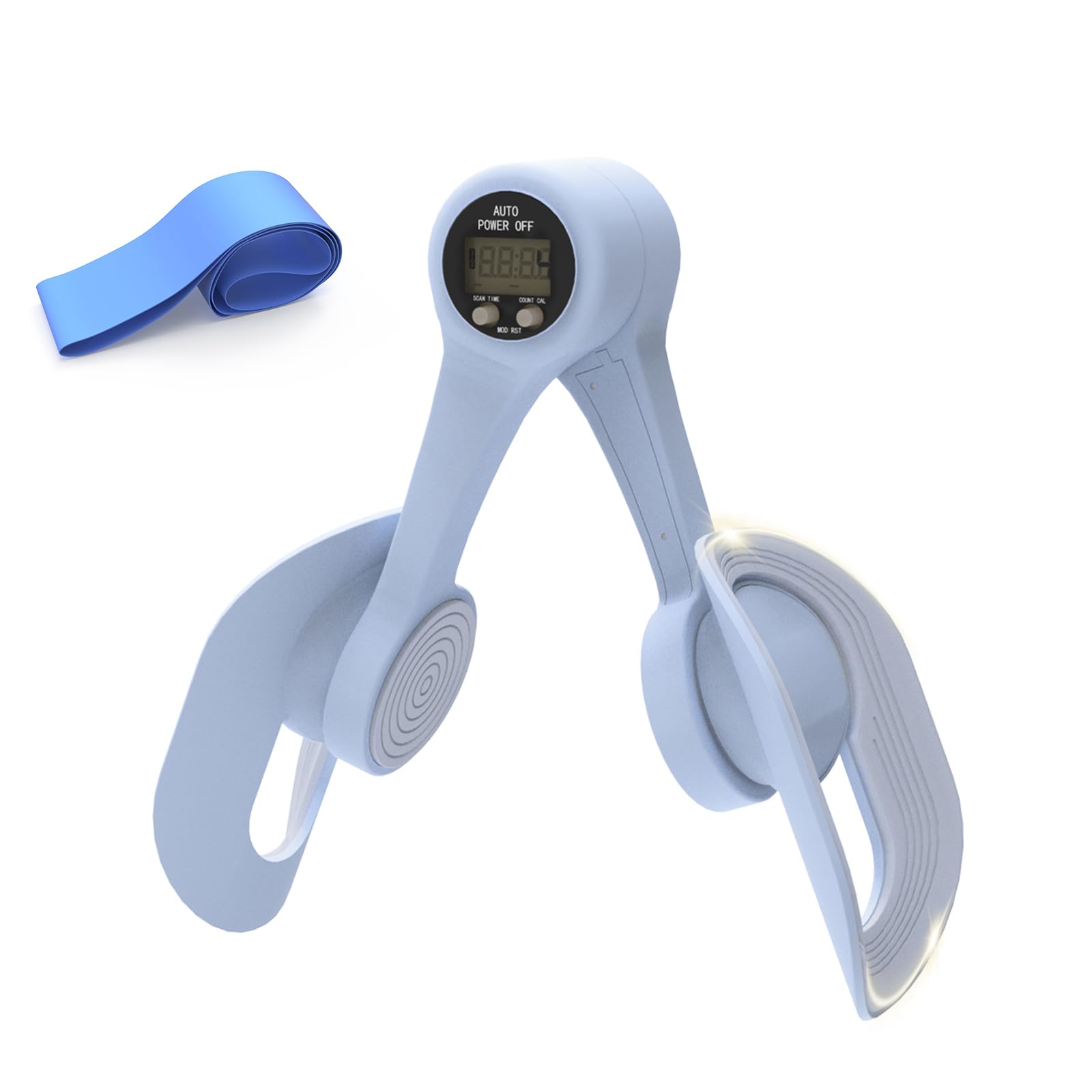 Thigh Trainer, 360°Adjustable Pelvic Floor Exercise Devices with LED Display, Inner Thigh Exerciser with 20LB Resistance Band for Women, Home Fitness Equipment for Hip, Leg, Arm, Lightblue-image-10