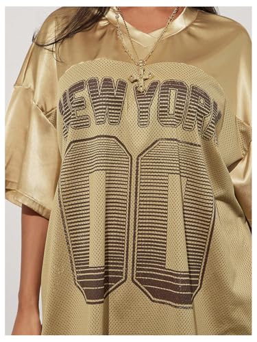SHENHE Women's Oversized Y2k Football Jersey Satin Mesh Number Shirt Hip Hop Streetwear Tee3
