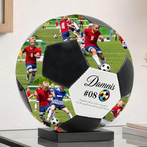 LCMAIT Pelota de Fútbol Personalizada con Foto - Customizada con Nombre, Recuerdo de Partido, Hijo Hija Novio Padre Entrenador, Fanáticos de Fútbol, Cumpleaños Grado S-XL