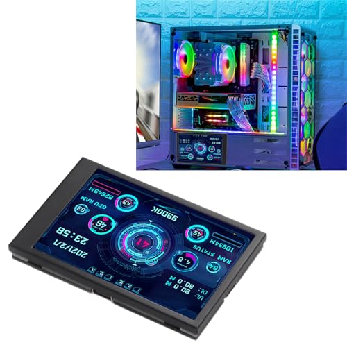 Image of Dpofirs Computer Temp Monitor, 3.5in PC Sensor Panel Display, PC Temperature Display for CPU Hard Disk Data, PC Case Secondary Screen (Black)