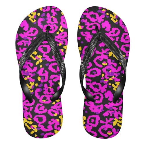 Purple Yellow Leopard Flip Flop Beach Summer Casual Sandal for Women & Men Shower Shoes 20861868