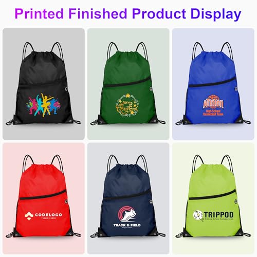 Image of Custom Drawstring Backpacks Bags 100 /200 Pack Personalized Bulk, Customizable Cinch Sport Bags with Logo Text, Cinch Sack, String Bag for Gym Promotional Events Gift, Trade Shows, With Pocket