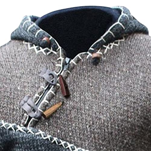 Men'S Knit Hoodie Pullover Fashion Color Block Hip Hop Long Sleeve Splicing Hooded Sweatshirt Coat With Pocket4