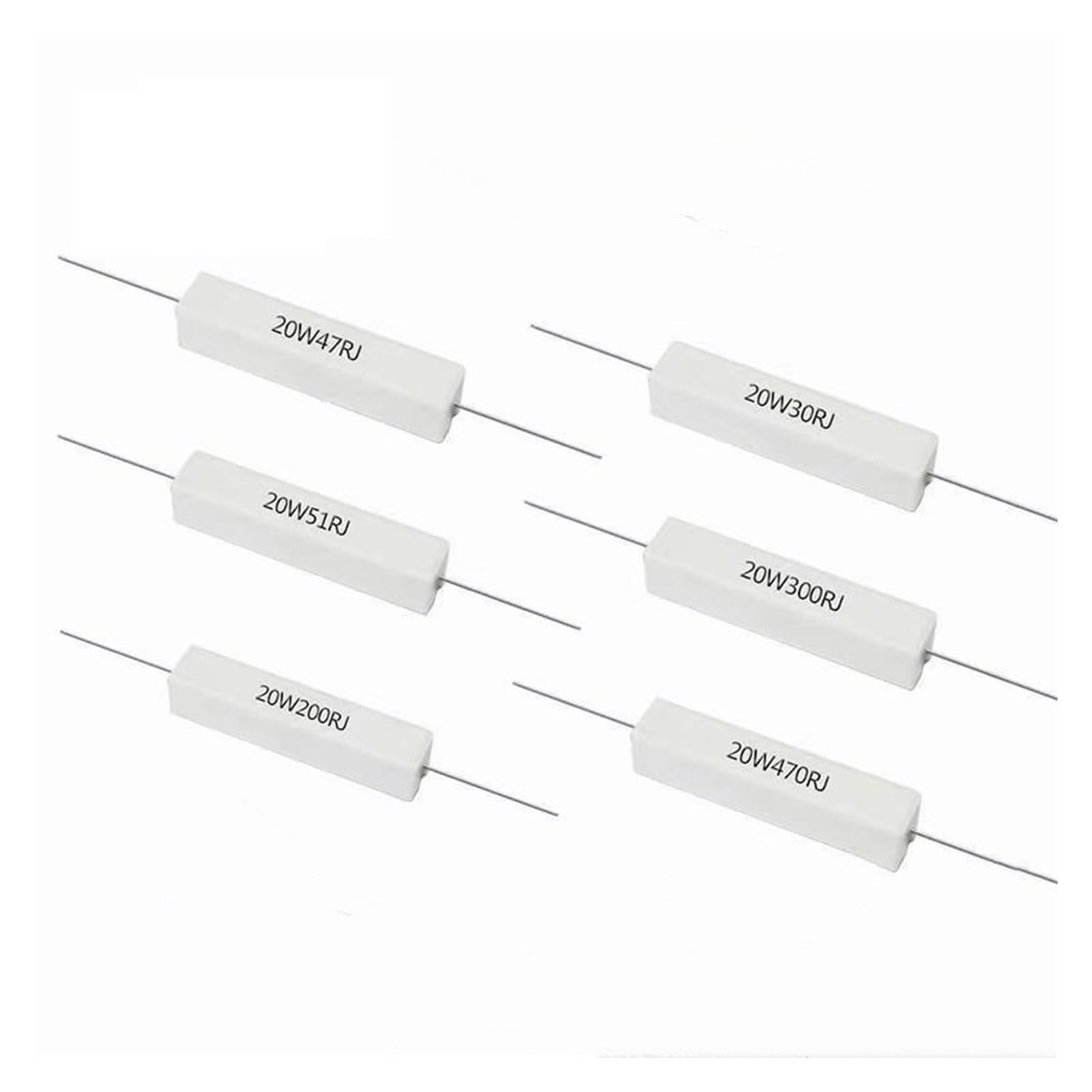 GUTUYEHKEA Cement Resistors 100pcs 20W 5% Power Resistor 0.1R To 100K Ohm Through Hole(0.22R)