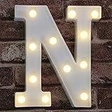Pooqla LED Marquee Letter Lights Sign, Light Up Alphabet Letter for Home Party Wedding Decoration N