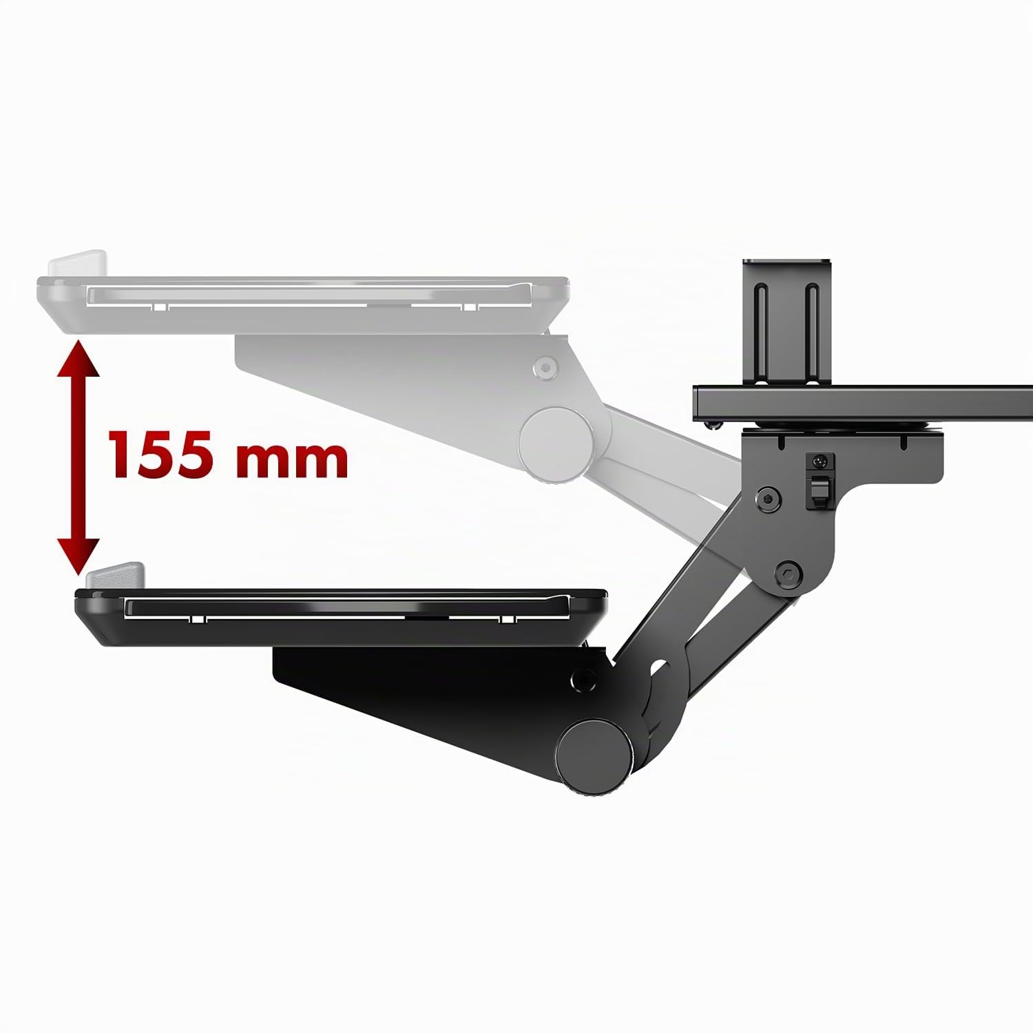 Maclean Bandeja para Teclado con Bandeja para ratón, Altura Regulable, inclinable, Giratorio, Soporte ergonómico para Escritorio de hasta 5 kg, Soporte para Teclado de Acero y plástico (Negro)