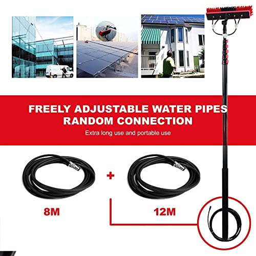 Cepillo para Lavar Paneles solares, Cepillo para Limpiar Cristales de Ventanas de Edificios Altos, con Bomba de Agua/Empalme de Varilla de 1 m, para Limpiar Cristales de Paneles solares y fo