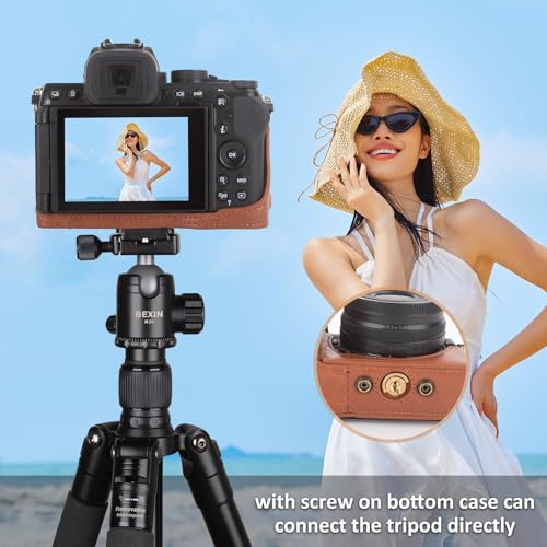 Funda MUZIRI KINOKOO para cámara Nikon Z50 II, cuero PU, marrón miniatura 5