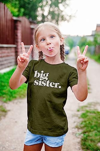 Image of Bold Big Sister Colorful Sibling Reveal Announcement T-Shirt for Baby and Toddler Girls Sibling Outfits