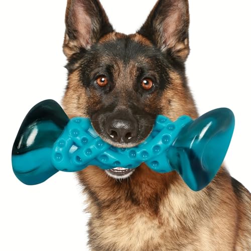 Apasiri Dog Chew Toy, Durable Rubber Bone, Turquoise Blue