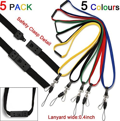 AMMU Lanyard for id Holder Keys Lanyards with ID Badge Holder Safety Breakaway Quick Release Lanyards for id Badges Men Women Kids Cell Phones USB-5PACK