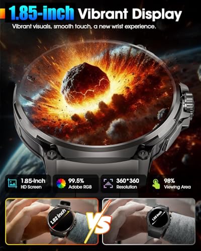 LIGE Smart Watch for Men with 800Ah,1.85" Big Screen Smartwatch with 5ATM Waterproof,100+ Sports Modes,Smart Watch for Android iOS (Black-EF10-D) - Image 3