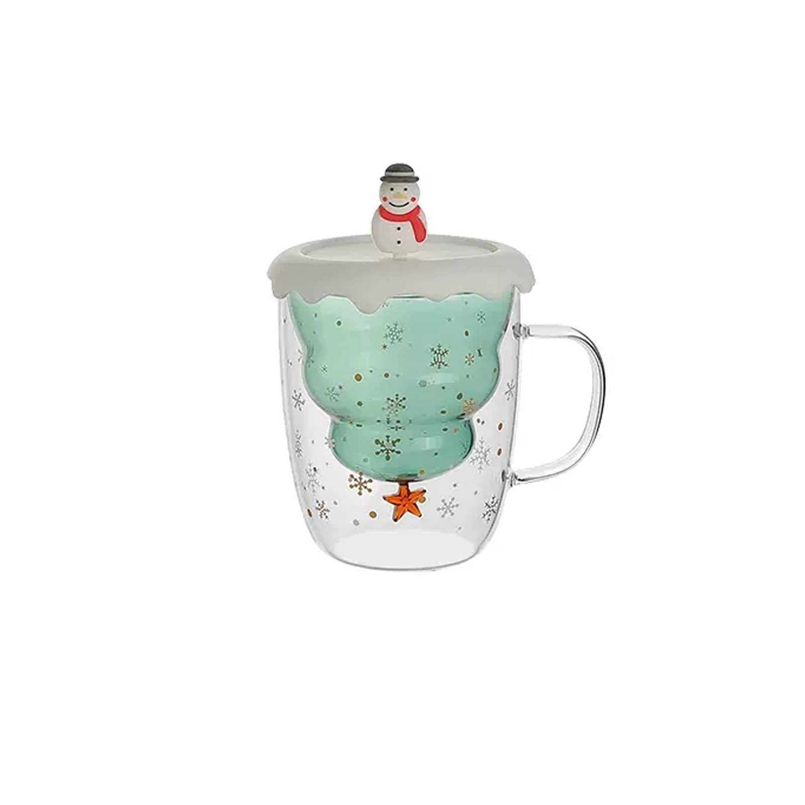 Tasse en verre double paroi cadeau de Noël idéal avec son couvercle chic