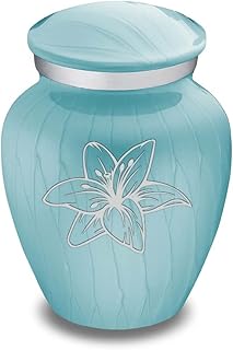 GetUrns Keepsake Embrace Lily Cremation Urn (Pearl Light Blue)