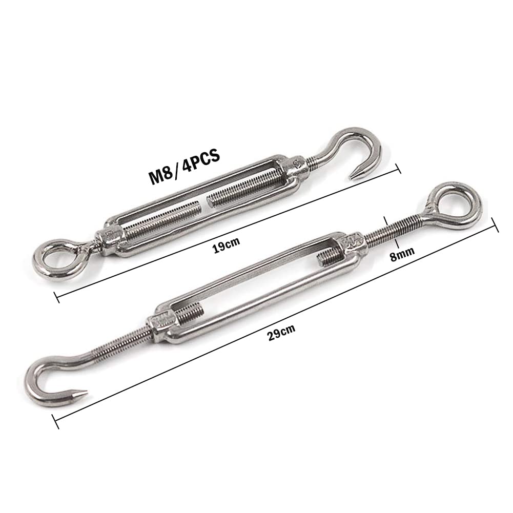 4 Pièces Tendeur Cable Inox Cable Inox 4mm, Terminal pour Fil Inox Métallique Terminal À Vis