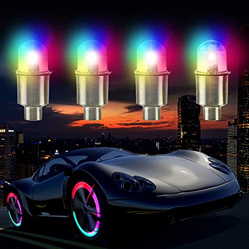 Dafuz 4 Pcs Led Flash Tire Lights Flashing Colorful - Led Flash Tyre Wheel Valve Cap Light Set Waterproof For Car, Bike, Bicycle, Motorcycle, Tricycle, Golf Cart Tire, Motion Activated #TOP27