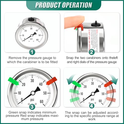 Image of 0-60PSI Stainless Steel Liquid Filled Pressure Gauge, 2.5 inch Single Scale Face Dial, 1 /4 inch NPT Back Mount, for Tube, Water Pump, Gas, Liquid, Pressure Test (with Range Mark Pointer)