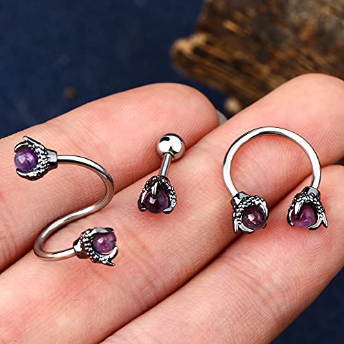 OUFER 3PCS Cartilage Earrings 316L Surgical Steel Mixed Earrings With Dragon Claw Twist Helix Earring Ear Body Piercing Jewelry Tragus Earring by OUFER - Image 5