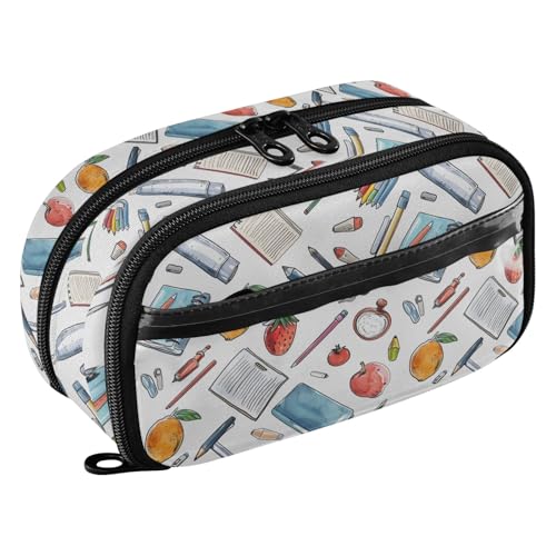 Reiacy Estuche para lápices de material escolar, impermeable, con cremallera, organizador con divisor de polietileno, gran capacidad, almacenamiento de artículos de papelería para la escuela y la