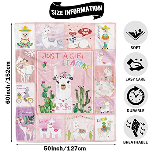 TUTUXMA Llama Throw Blanket , Just A Girl Who Loves Llama Blankets Teens - Image 2