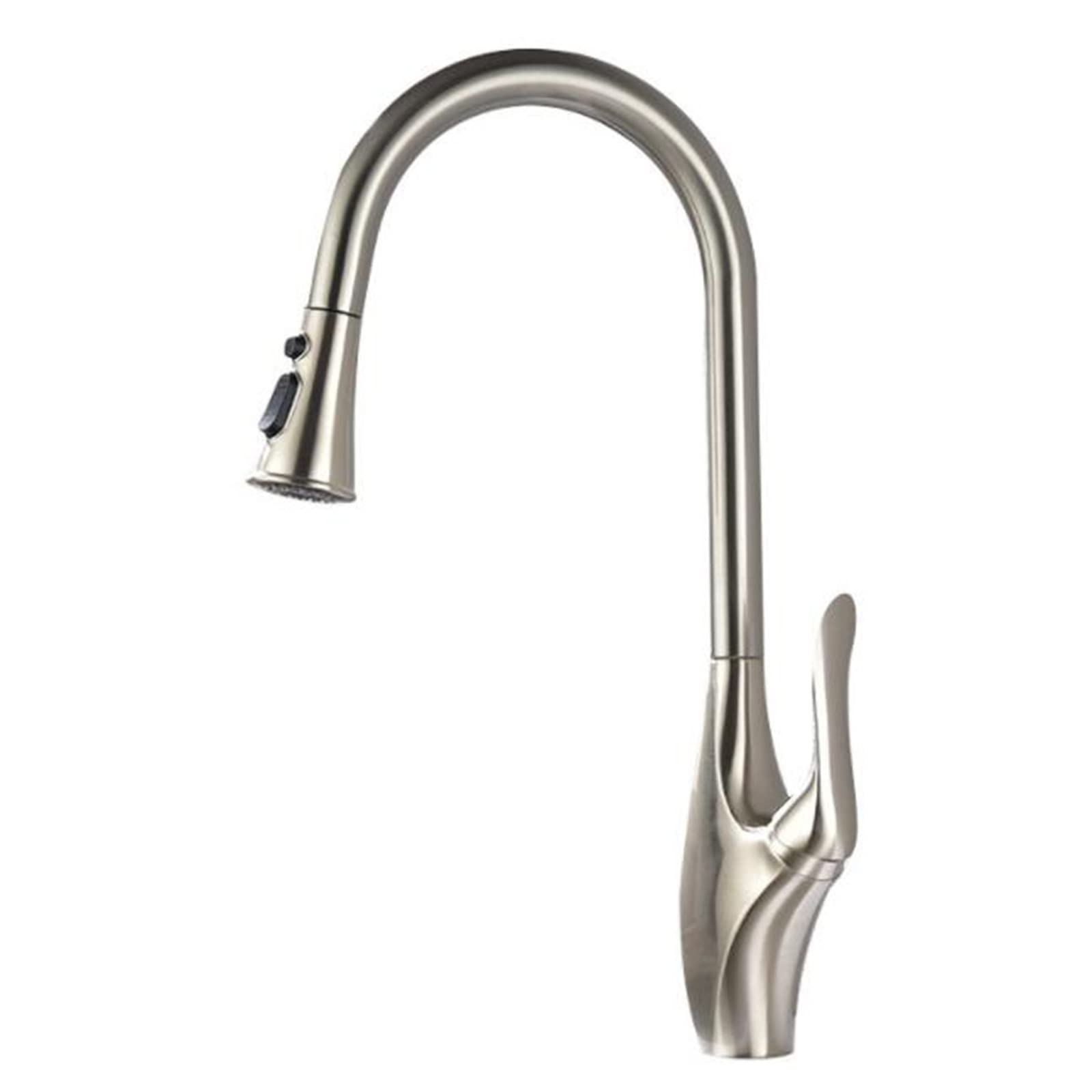 Mitigeur de cuisine extractible laiton brossé robinet évier rotatif 360