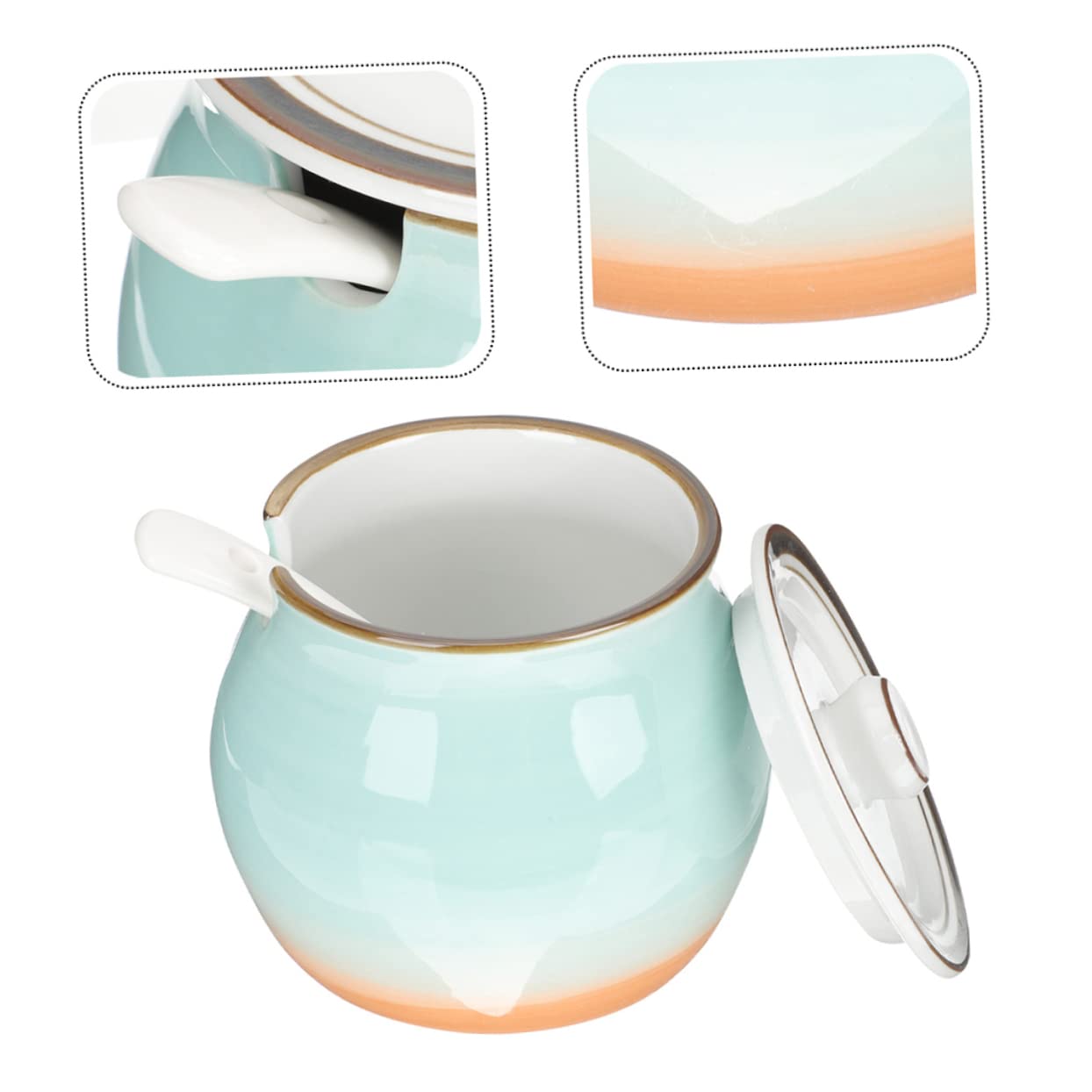 BESTonZON Sucrier À Café Récipients À Café Salière Avec Couvercle Récipient Avec Couvercle Sucrier Avec Et Cuillère Ensemble Crème Et Sucre ers Pot En Céramique Avec
