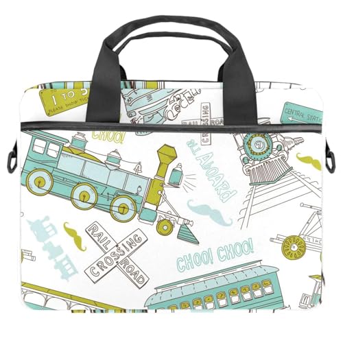 Maletín para portátil de 14 pulgadas con diseño vintage de tren a vapor multicolor