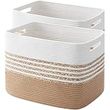 SIXDOVE Baskets 2 Pack, Large Storage Baskets for Organizing, Luandry Basket for Closet,Cotton Rope