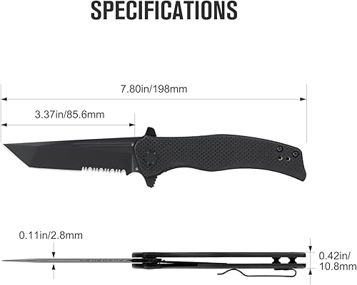 Miniatura 8 de OKNIFE Sentry L2 EDC - Cuchillo de bolsillo plegable, cuchillo de campamento con hoja de acero Tanto D2 de 3.37 pulgadas y mango G10 para