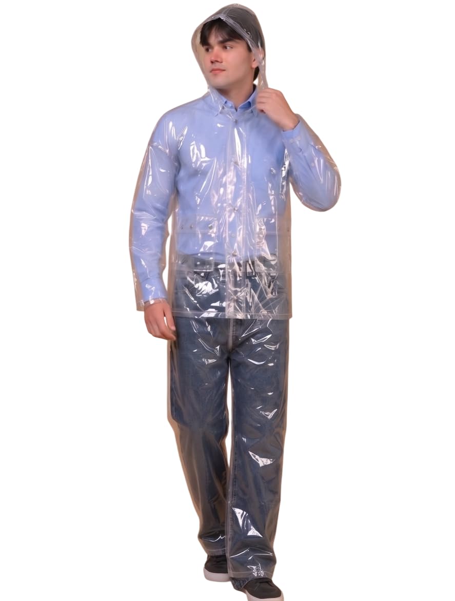 Hooded Transparent Rain Suit for Men & Women – Durable Rain Wear Set-image-49