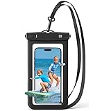 スマホ 防水ケース IPX8認定 海 プール 温泉 カバー 携帯 ドライバッグ 水中撮影 顔認証 首かけ ストラップ付き 密封 保護 雪山 ビーチ 入浴 水泳 潜水 サーフィン 登山 野外ライブ 釣り スキー スノボ iPhone 16/15/14/13/12/11 X XR XS 8 7 Android/Xperia/Galaxy/に対応 透明 4-7インチ機種に対応 (ブラック)