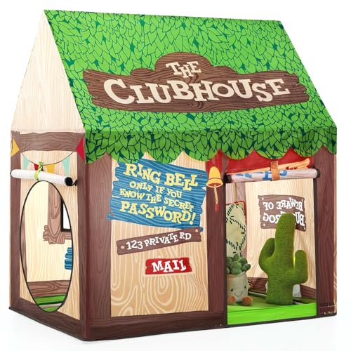 SweHouse Spielhaus Kinder Indoor - Kinderzelt mit aufrollbarer Tür und Fenstern für Spielbereich Dekor - Spielzelt für Drinnen ab 4 Jahre Grün