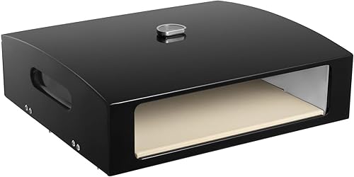 Kit de horno de pizza de cara abierta para parrilla, horno de pizza portátil con piedra para pizza, cáscara de pizza y medidor de temperatura para