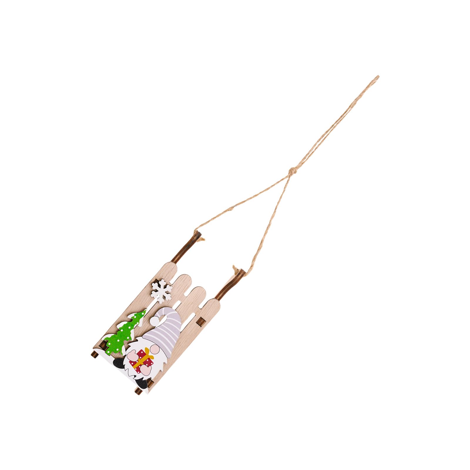 Elnwnnkc Handcrafted Wooden Sled with Dwarf Ornament Easy Hanging Festival Home Decoration Christmas Party Supplies Wooden Christmas Hanging Decoration