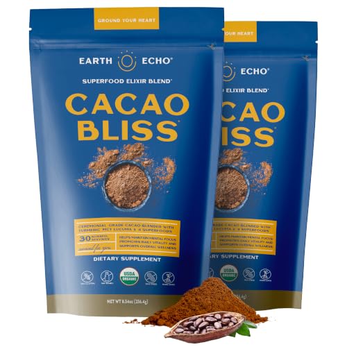 Earth Echo Cacao Bliss Organic Cacao Powder Drink Mix, 2-Pack, 60 Servings