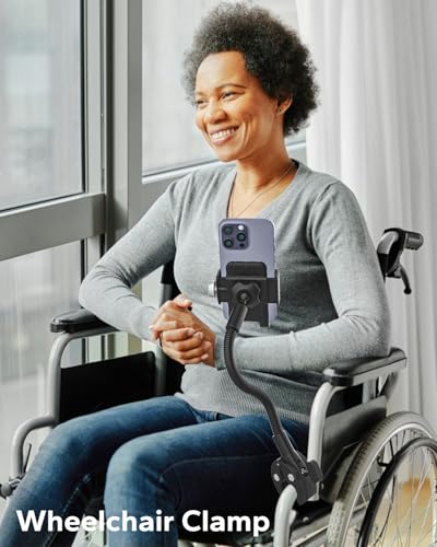 Support de téléphone pour fauteuil roulant anti-vibration et orientable - 3