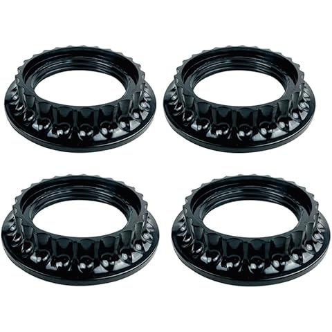 WOYTTSYSM E26 Lamp Shade Rings, Black Light Socket Ring, Lock Socket Replacement for Standard Base Threaded Lamp Holder, Inside Diameter 1-3/8 Inch (34mm), 4-Pack, Heat Resistance 210℃ Cover