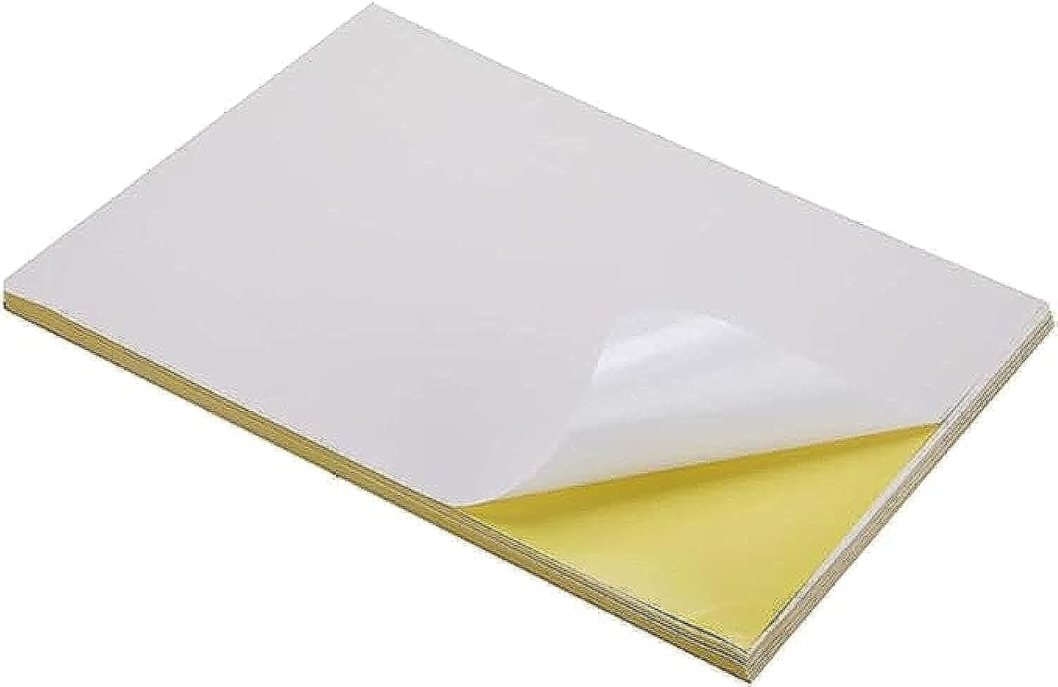 BEONE A4 Glossy Sticker Paper Self-Adhesive Shipping Labels for Laser and Dot Matrix Printers, Full Sheet Label 100 Sheets/100pcs