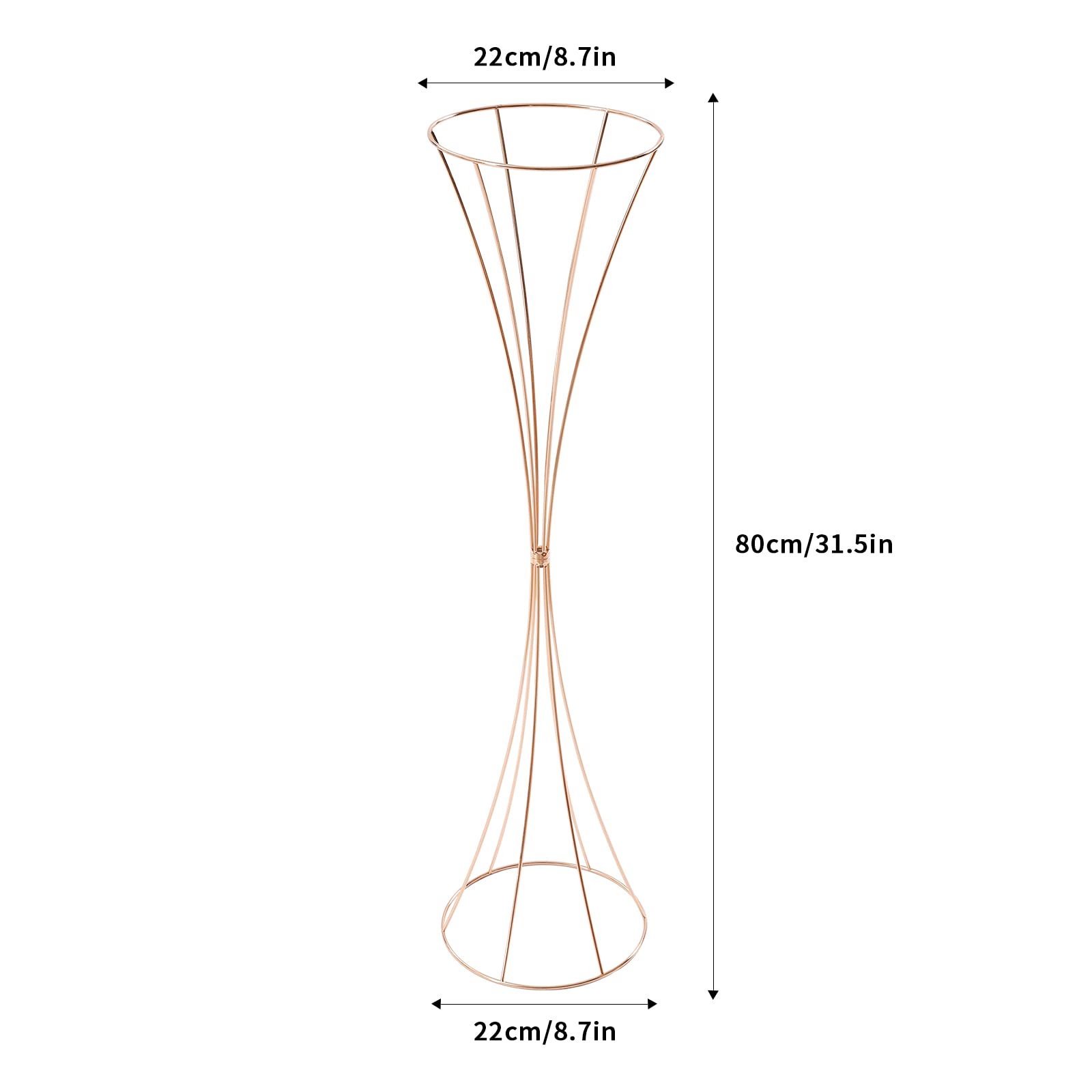 Trompetenvasen für Tafelaufsätze, 10 Stück Metall Trompetenvasen 80cm Trompete Vasen mit 10 Muttern, Tischdekoration für Weihnachten, Jahrestag, Café und Bar