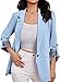 Kenhansion Womens Business Casual Blazer Button Lapel Long Sleeve Work Office Lightweight Soft Jackets Outfits with Pockets (Sky Blue,Large)