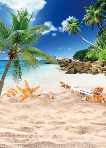 Fondo Fotográfico Playero 6x8FT Azul Cielo y Palmeras miniatura 2