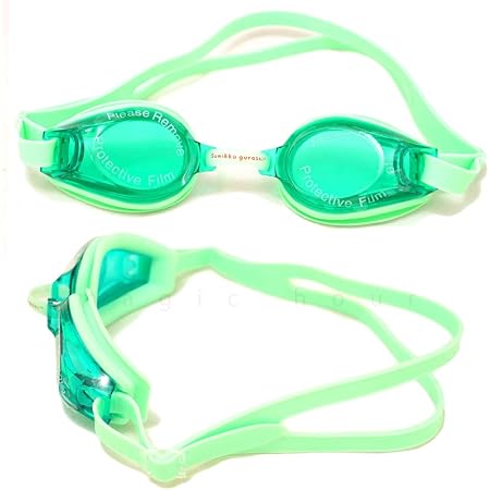 Amazon 子供 水泳 ゴーグル スイムゴーグル ジュニア すみっコぐらし くもり止め Uvカット ケース クッション 水中メガネ こども 女の子 男の子 キッズ 学校 グリーン Green F Magic Hour Swim Wear スイミングゴーグル